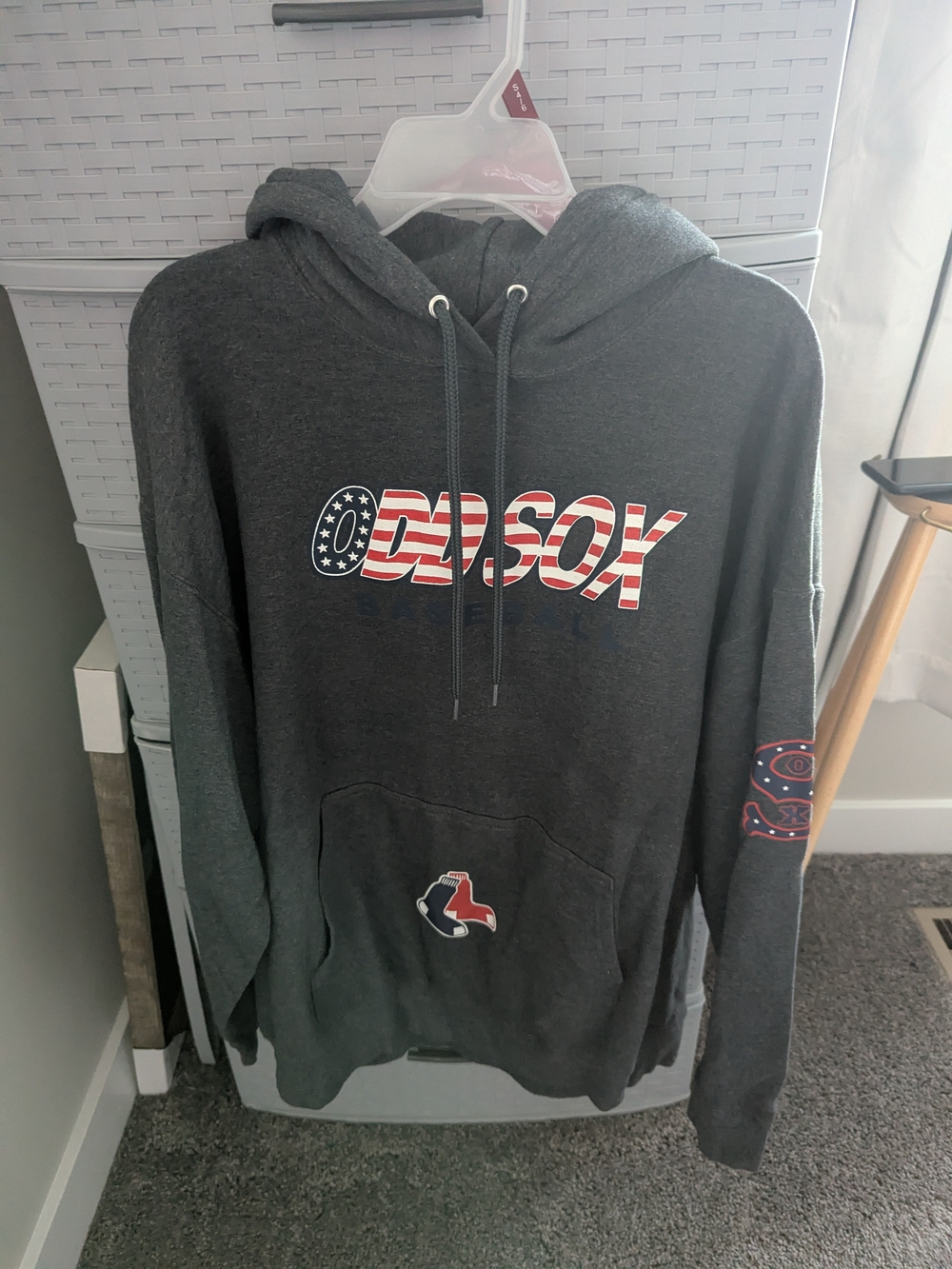Men's Gray Patriotic Logo Hoodie - RedSox